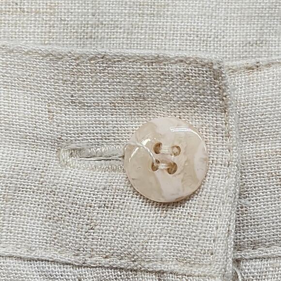 Vintage Sag Harbor Pants Womens 12 Tan Linen Blend Pleated High Rise Tapered - Picture 3 of 11